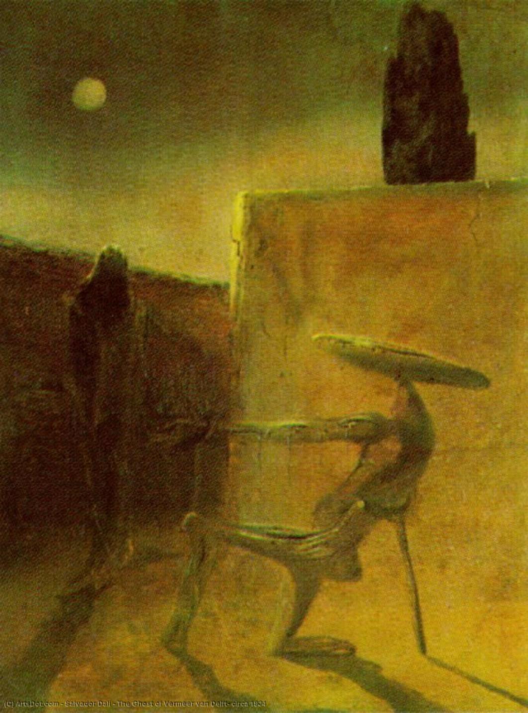 Wikioo.org - The Encyclopedia of Fine Arts - Painting, Artwork by Salvador Dali - The Ghost of Vermeer van Delft, circa 1934