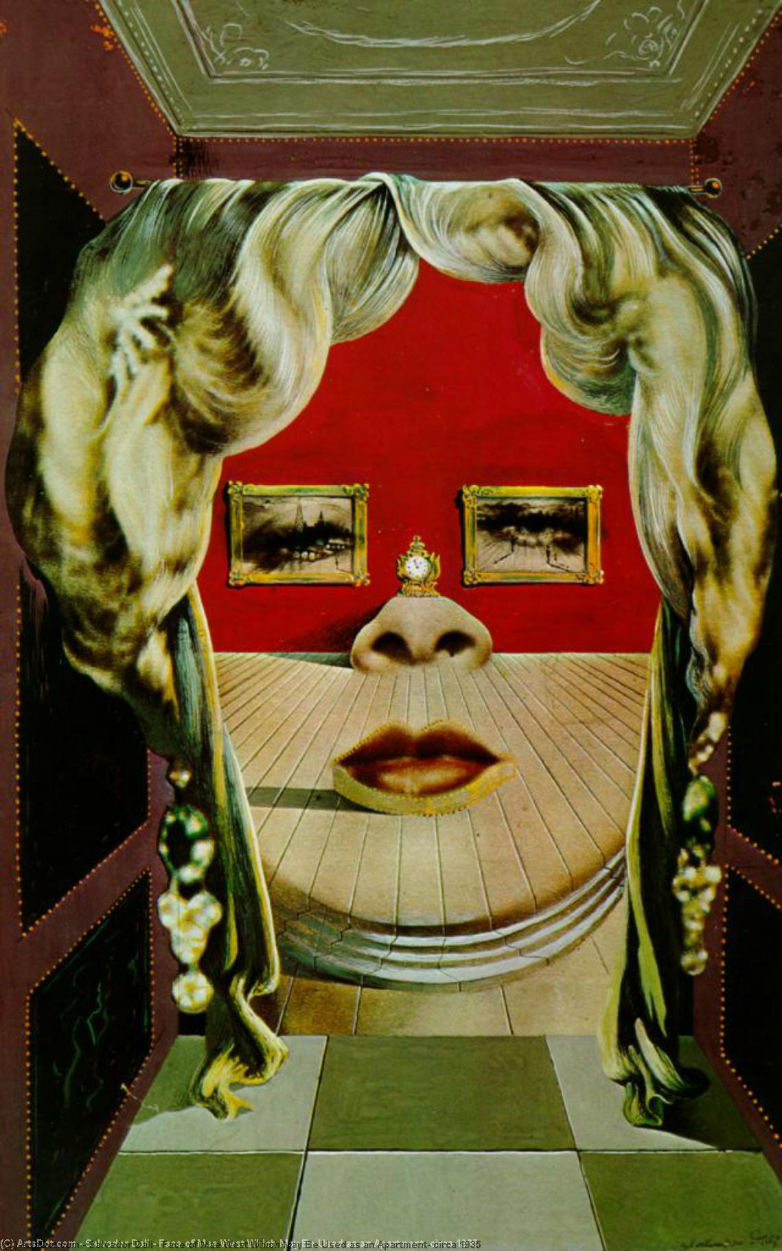Wikioo.org - The Encyclopedia of Fine Arts - Painting, Artwork by Salvador Dali - Face of Mae West Which May Be Used as an Apartment, circa 1935