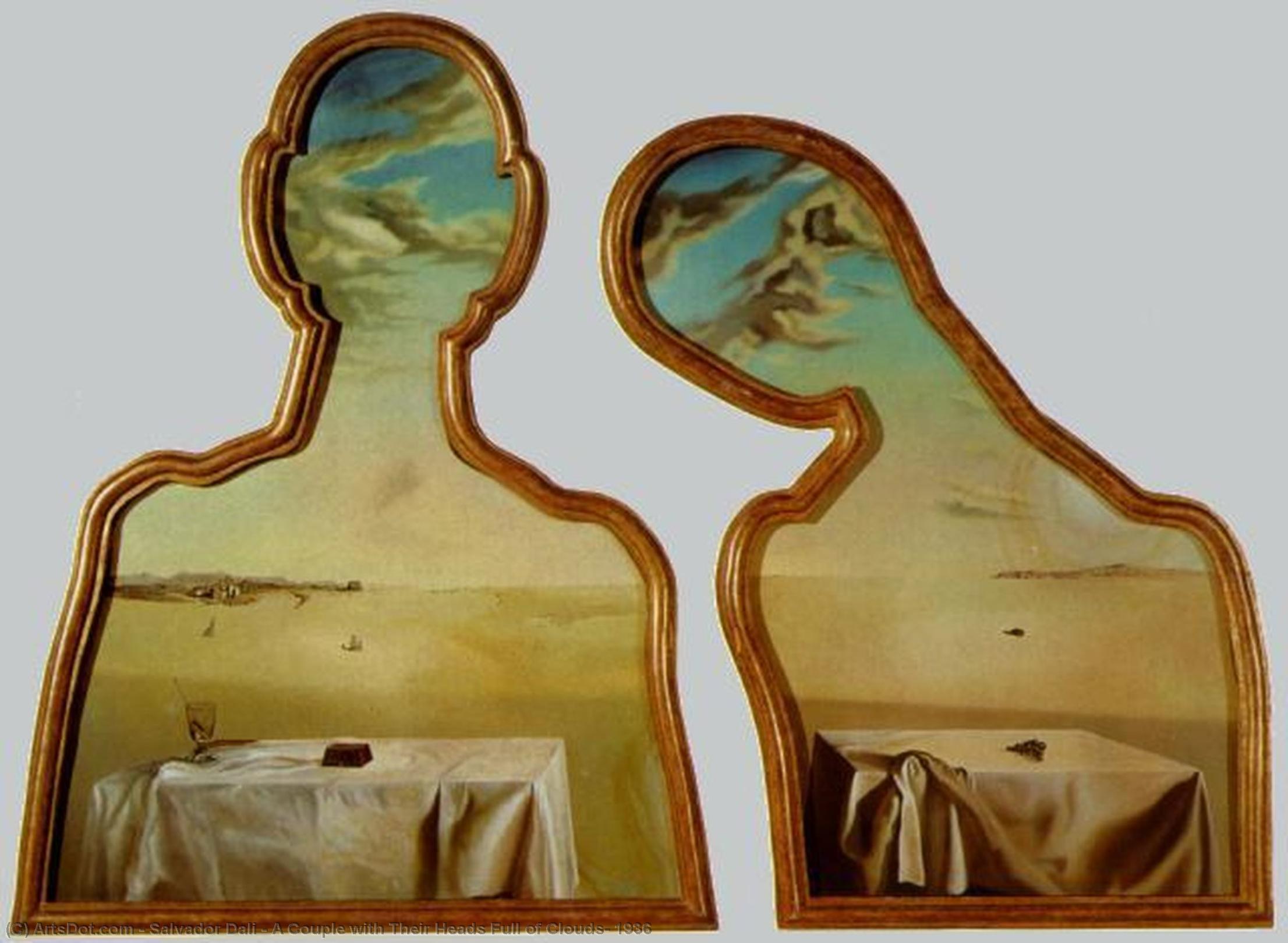 WikiOO.org - אנציקלופדיה לאמנויות יפות - ציור, יצירות אמנות Salvador Dali - A Couple with Their Heads Full of Clouds, 1936