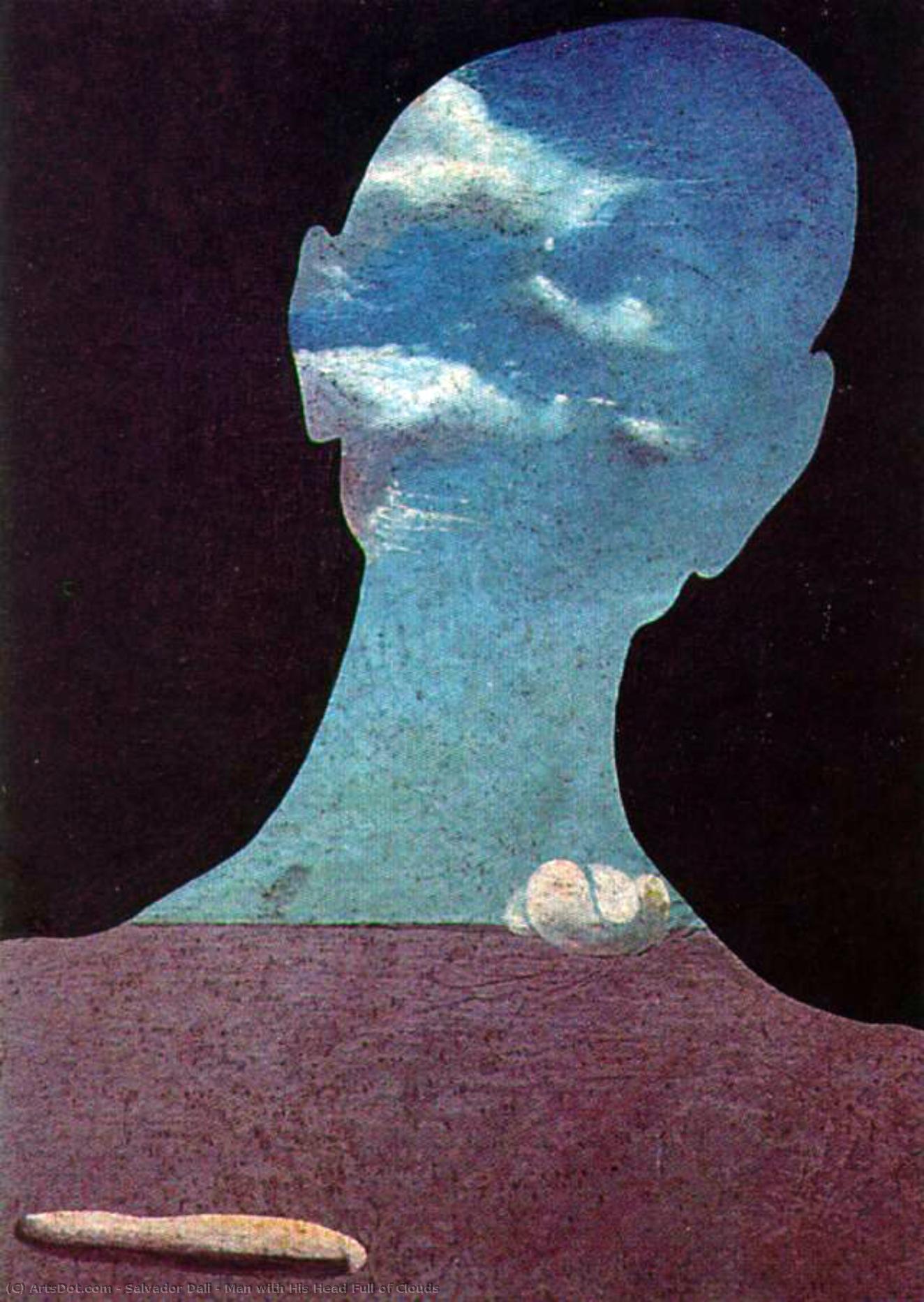 Wikioo.org – La Enciclopedia de las Bellas Artes - Pintura, Obras de arte de Salvador Dali - hombre con su cabeza completa de nubes