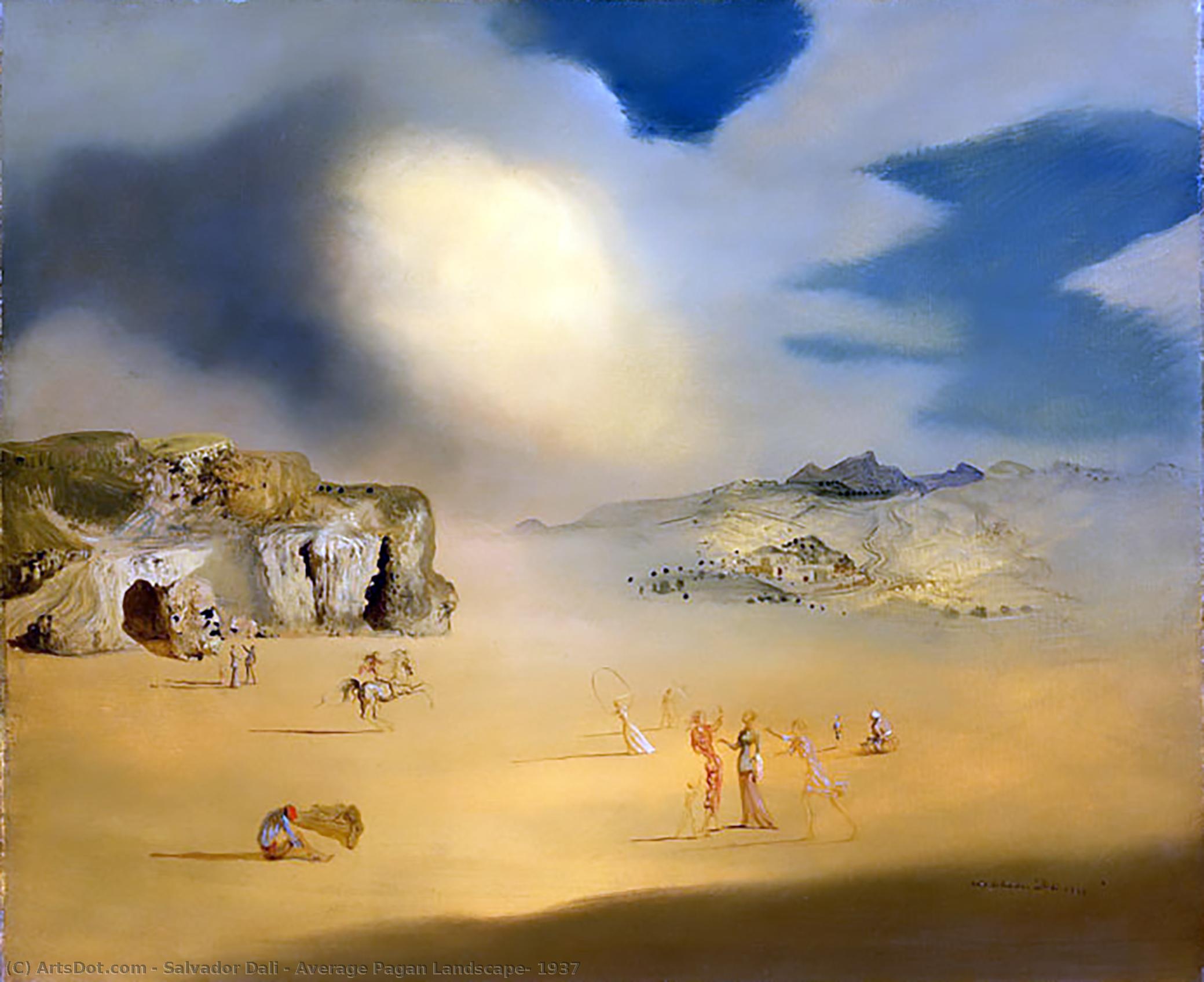 WikiOO.org - Encyclopedia of Fine Arts - Schilderen, Artwork Salvador Dali - Average Pagan Landscape, 1937