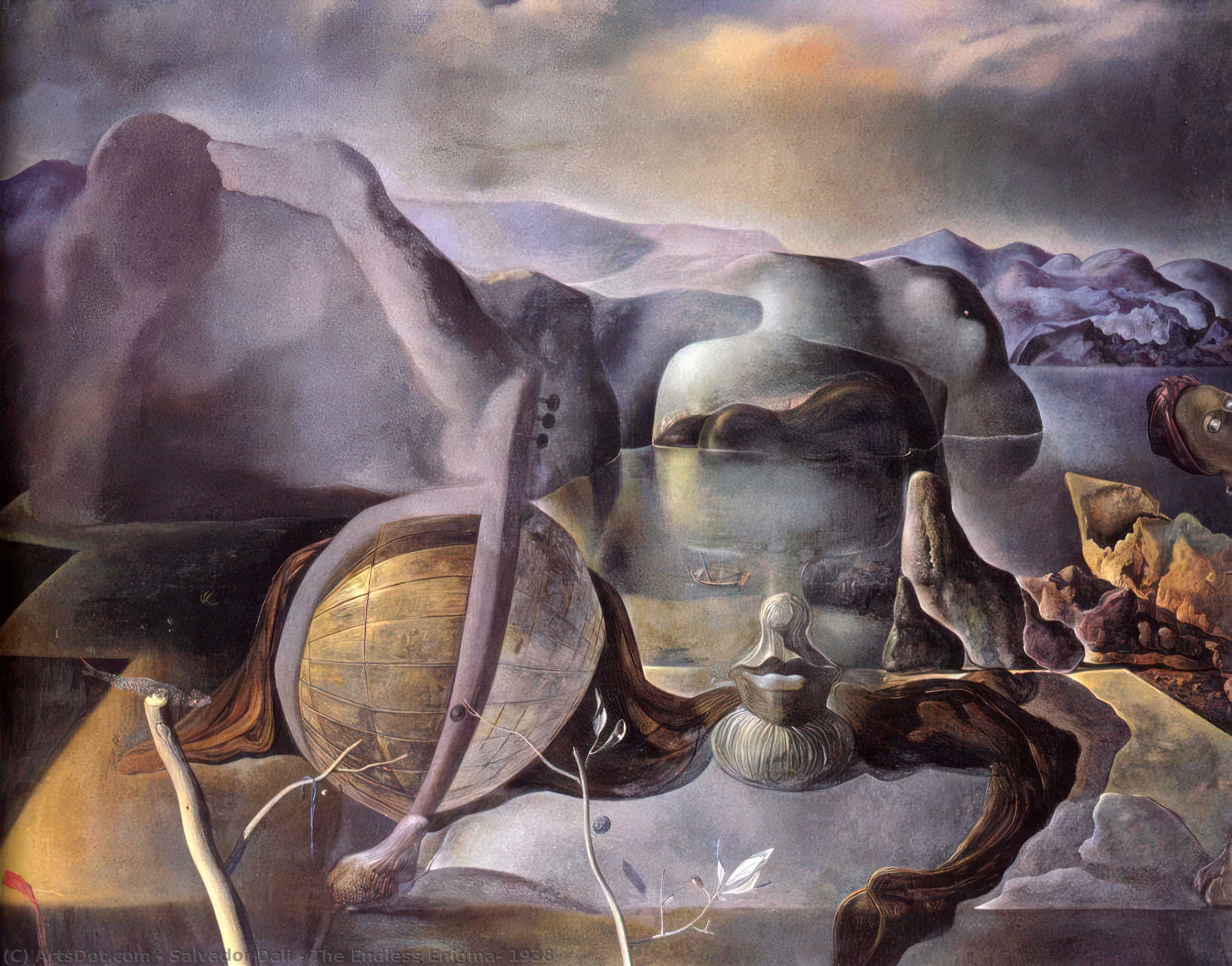 Wikoo.org - موسوعة الفنون الجميلة - اللوحة، العمل الفني Salvador Dali - The Endless Enigma, 1938