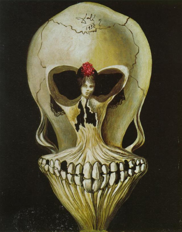Wikioo.org - The Encyclopedia of Fine Arts - Painting, Artwork by Salvador Dali - Ballerina in a Death's Head, 1939