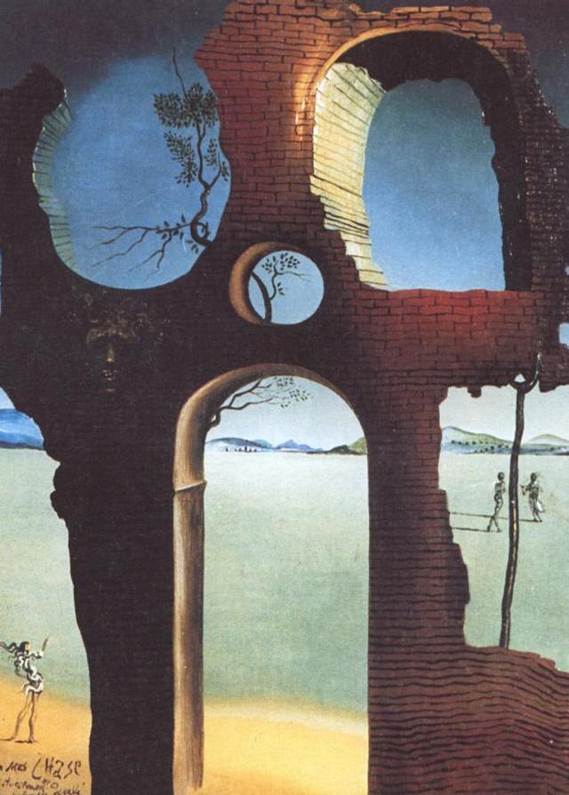 Wikioo.org - The Encyclopedia of Fine Arts - Painting, Artwork by Salvador Dali - Ruin with Head of Medusa and Landscape, 1941