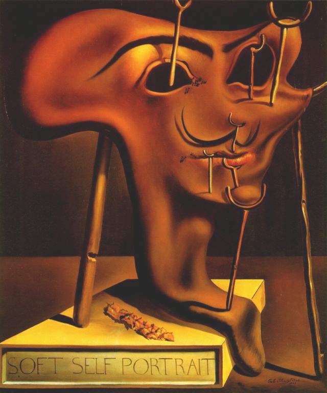 Wikioo.org – La Enciclopedia de las Bellas Artes - Pintura, Obras de arte de Salvador Dali - Autorretrato blando con la parrilla tocino 1941