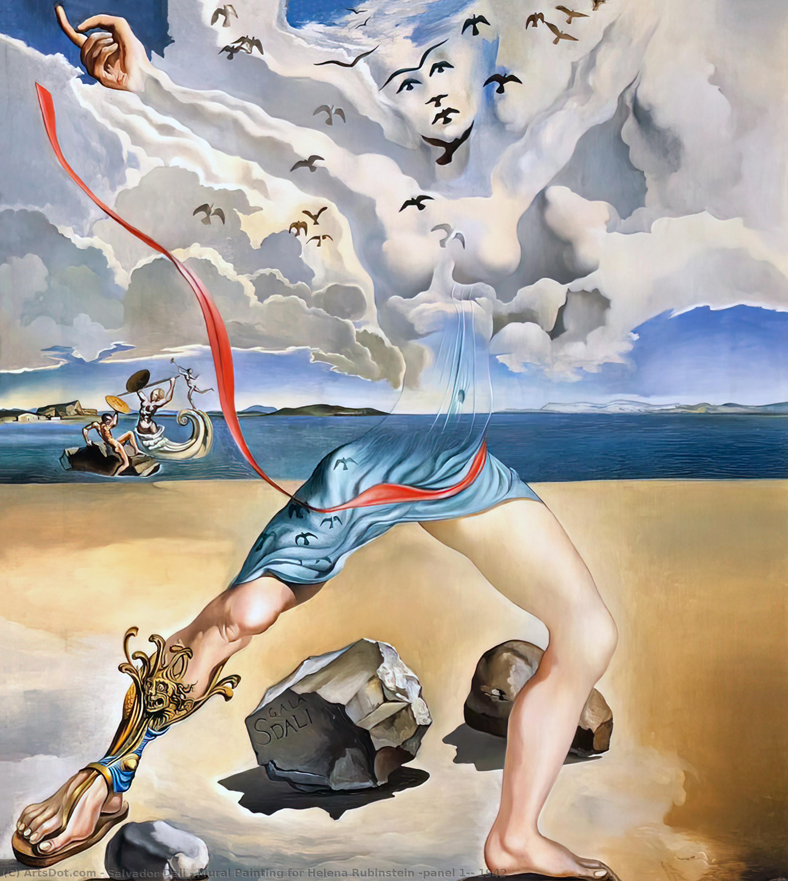 Wikioo.org – La Enciclopedia de las Bellas Artes - Pintura, Obras de arte de Salvador Dali - Pintura mural para Helena Rubinstein el panel  1   1942
