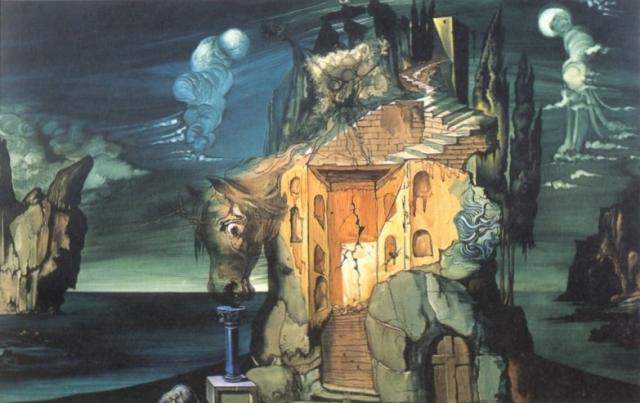 WikiOO.org - Encyclopedia of Fine Arts - Maleri, Artwork Salvador Dali - Study for the Backdrop of 'Mad Tristan' (Act II), 1944