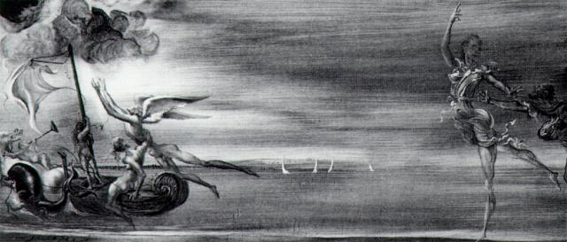 WikiOO.org - Encyclopedia of Fine Arts - Schilderen, Artwork Salvador Dali - Untitled - Scene with Marine Allegory, 1945
