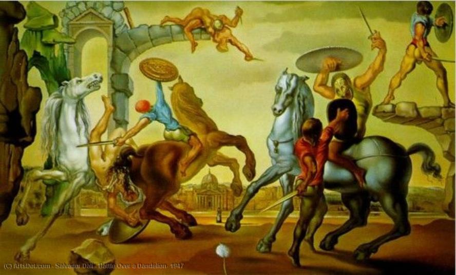 WikiOO.org - Encyclopedia of Fine Arts - Maľba, Artwork Salvador Dali - Battle Over a Dandelion, 1947