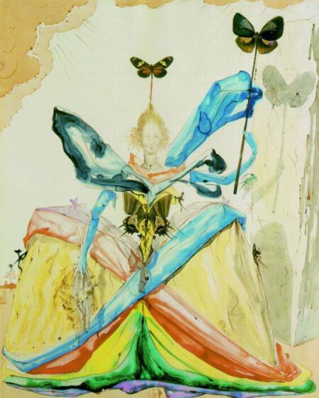 Wikoo.org - موسوعة الفنون الجميلة - اللوحة، العمل الفني Salvador Dali - The Queen of the Butterflies, 1951