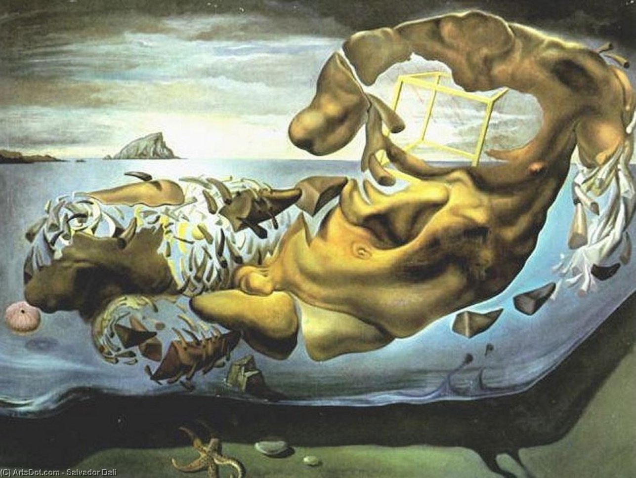 Wikioo.org – La Enciclopedia de las Bellas Artes - Pintura, Obras de arte de Salvador Dali - Desintegración rinoceróntica de Illissus de Fidias 1954