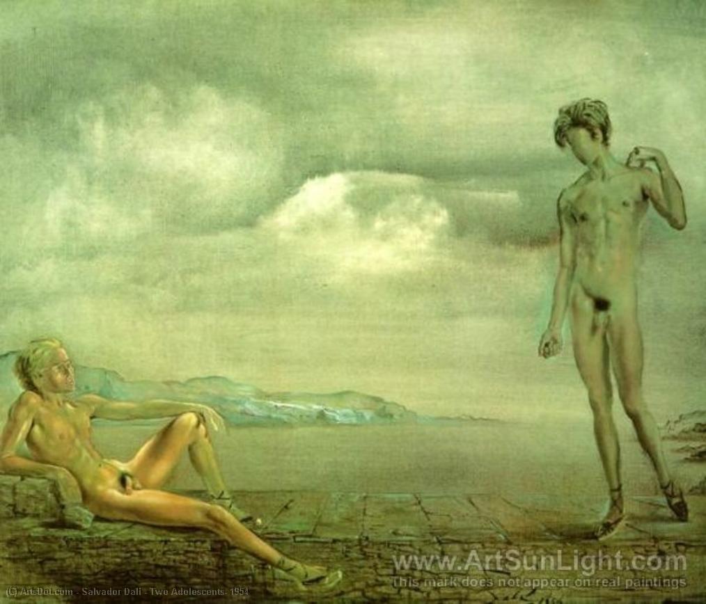 WikiOO.org - Εγκυκλοπαίδεια Καλών Τεχνών - Ζωγραφική, έργα τέχνης Salvador Dali - Two Adolescents, 1954