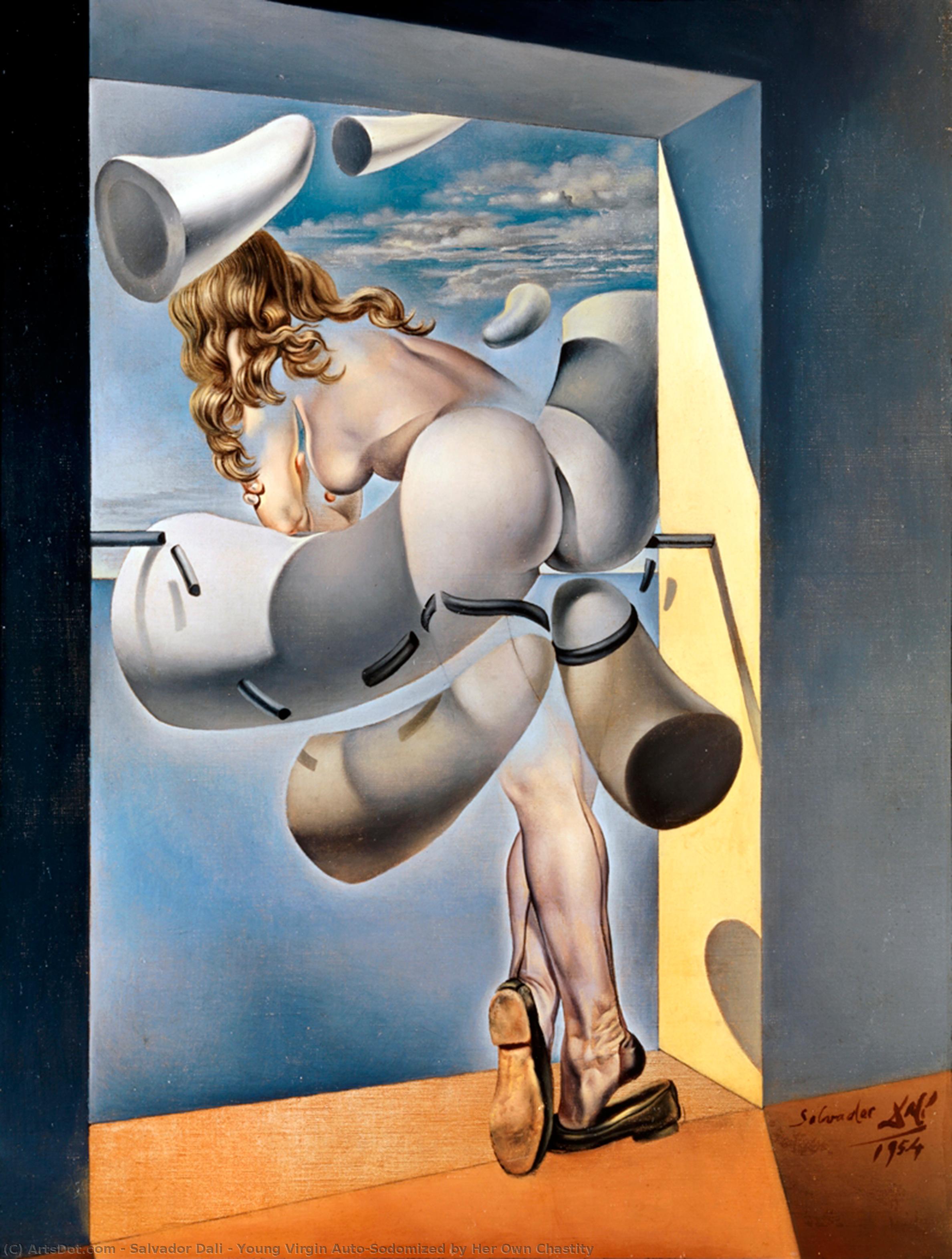 Wikioo.org – L'Encyclopédie des Beaux Arts - Peinture, Oeuvre de Salvador Dali - jeune vierge Auto-Sodomized par sa propre chasteté