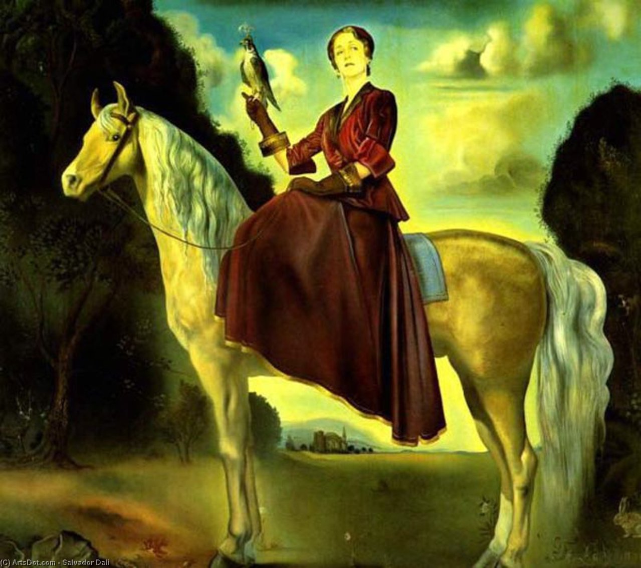 Wikioo.org - The Encyclopedia of Fine Arts - Painting, Artwork by Salvador Dali - Equestrian Fantasy - Portrait of Lady Dunn, 1954