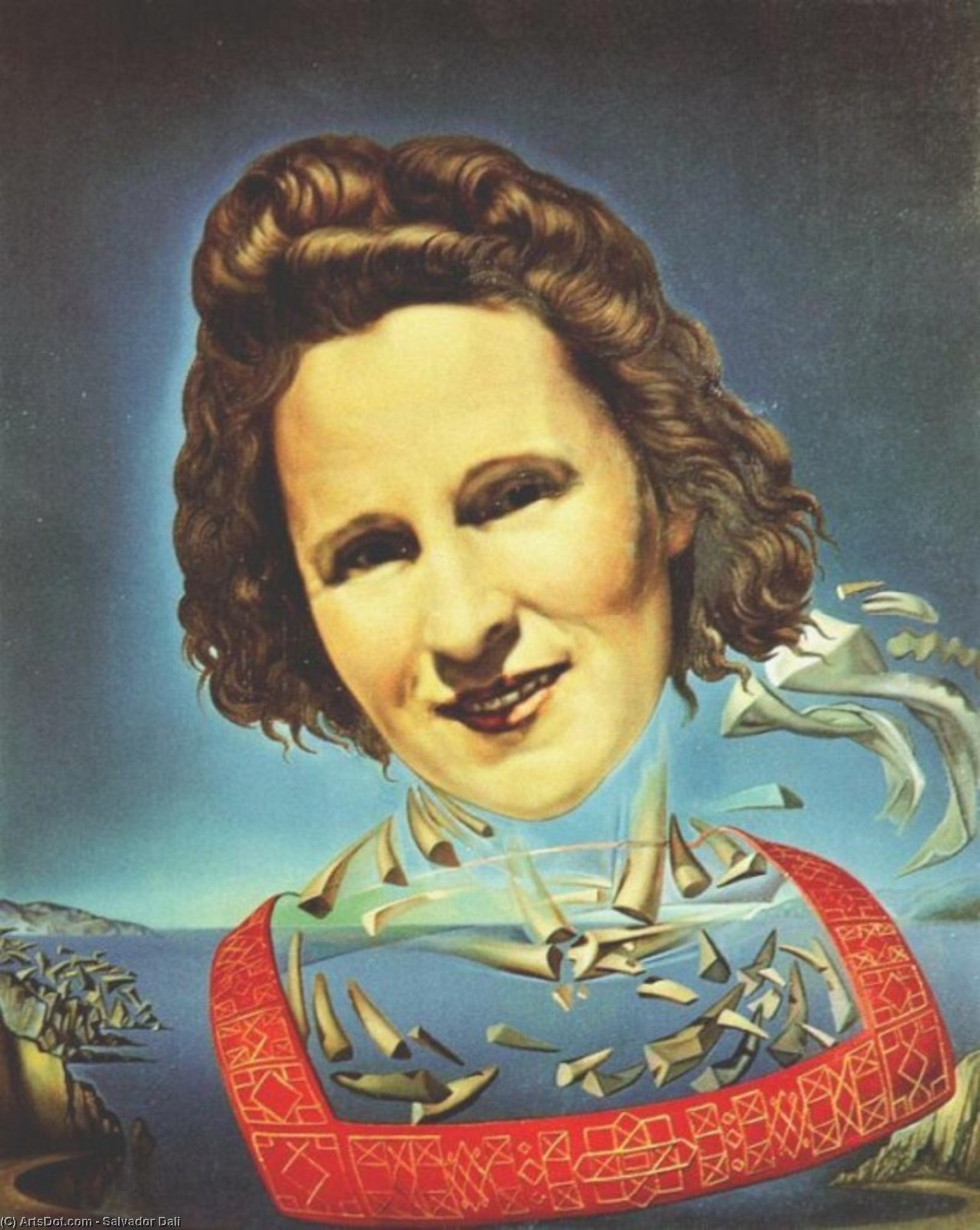 WikiOO.org - Encyclopedia of Fine Arts - Maleri, Artwork Salvador Dali - Portrait of Gala with Rhinocerotic Symptoms, 1954