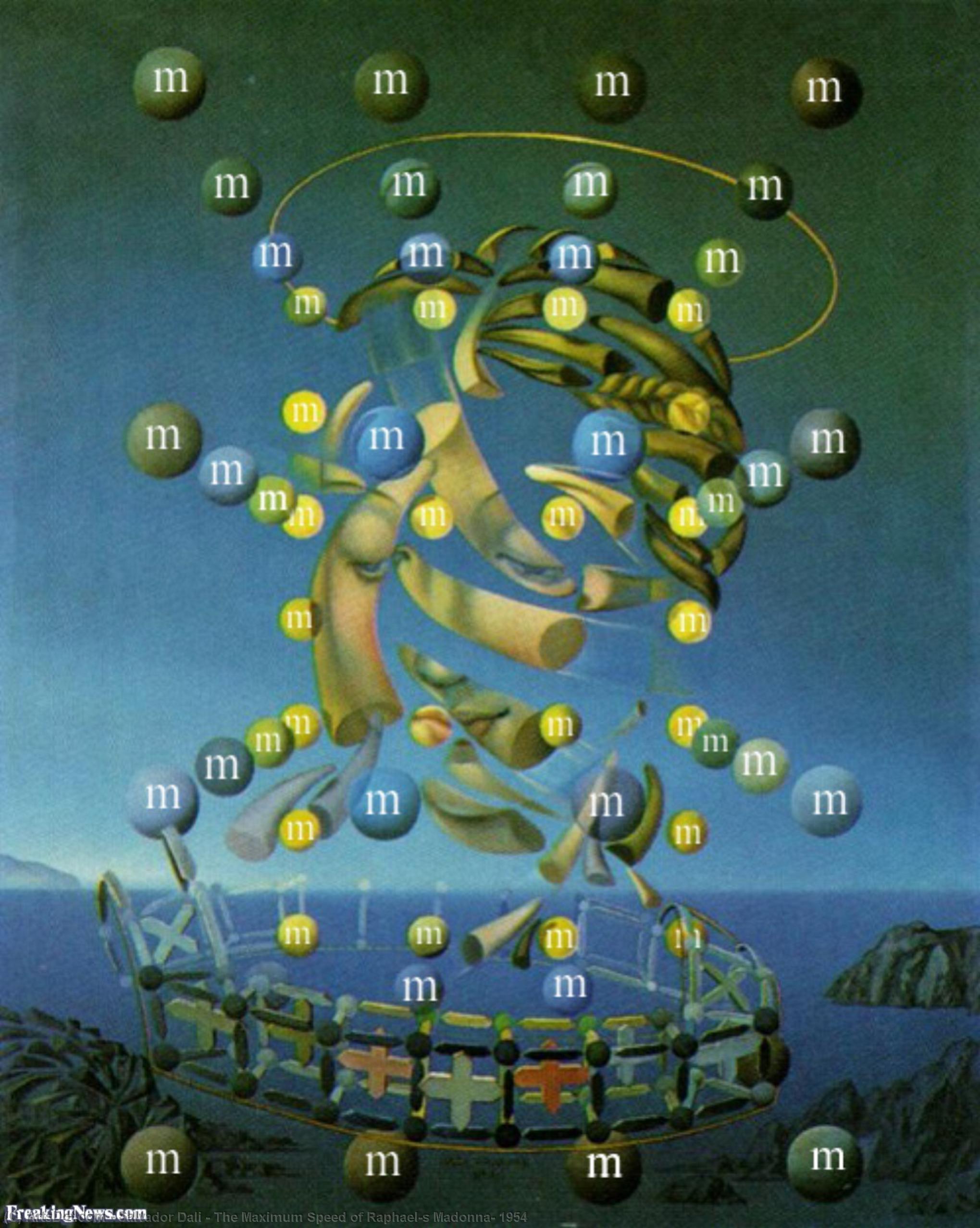 Wikioo.org - The Encyclopedia of Fine Arts - Painting, Artwork by Salvador Dali - The Maximum Speed of Raphael's Madonna, 1954