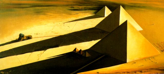 Wikoo.org - موسوعة الفنون الجميلة - اللوحة، العمل الفني Salvador Dali - The Pyramids and the Sphynx of Gizeh, 1954