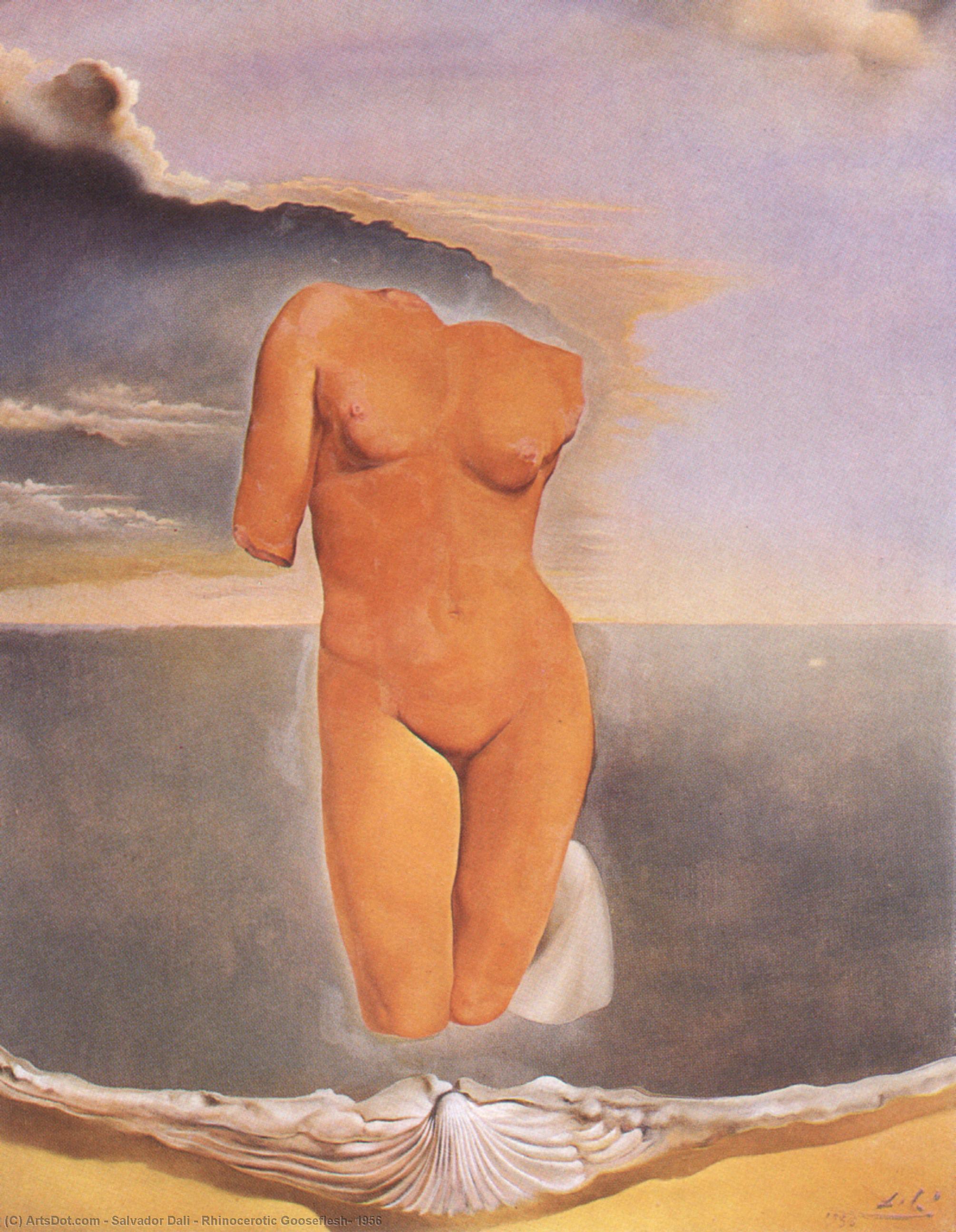 Wikoo.org - موسوعة الفنون الجميلة - اللوحة، العمل الفني Salvador Dali - Rhinocerotic Gooseflesh, 1956