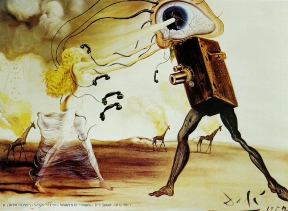 Wikoo.org - موسوعة الفنون الجميلة - اللوحة، العمل الفني Salvador Dali - Modern Rhapsody - The Seven Arts, 1957