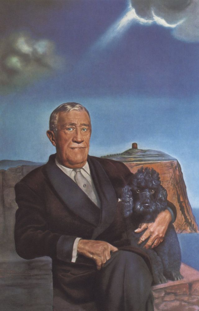 Wikioo.org – La Enciclopedia de las Bellas Artes - Pintura, Obras de arte de Salvador Dali - portraif de chester dale y su perro coco , 1958