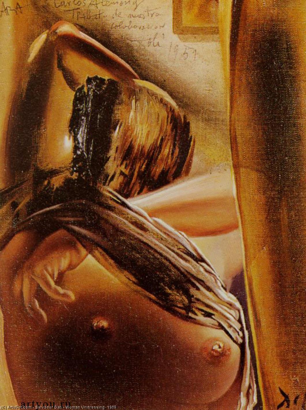 WikiOO.org - Enciclopédia das Belas Artes - Pintura, Arte por Salvador Dali - Woman Undressing, 1959