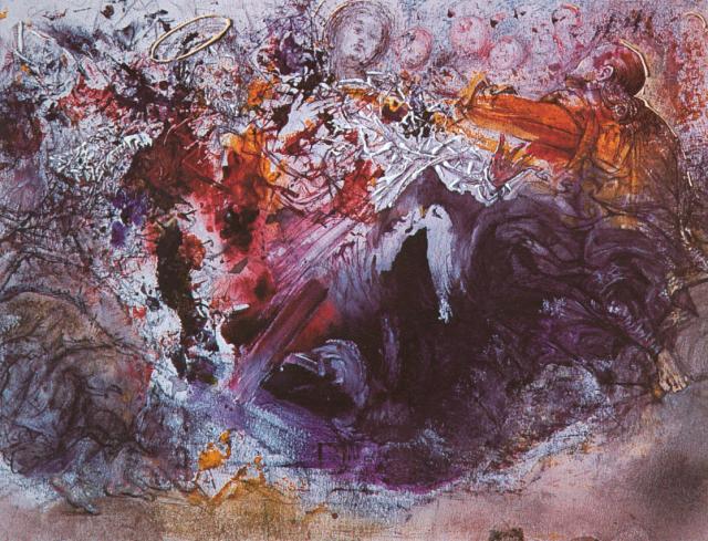 Wikioo.org – L'Encyclopédie des Beaux Arts - Peinture, Oeuvre de Salvador Dali - san salvador et antonio gaudi la lutte pour la couronne de la vierge , 1960