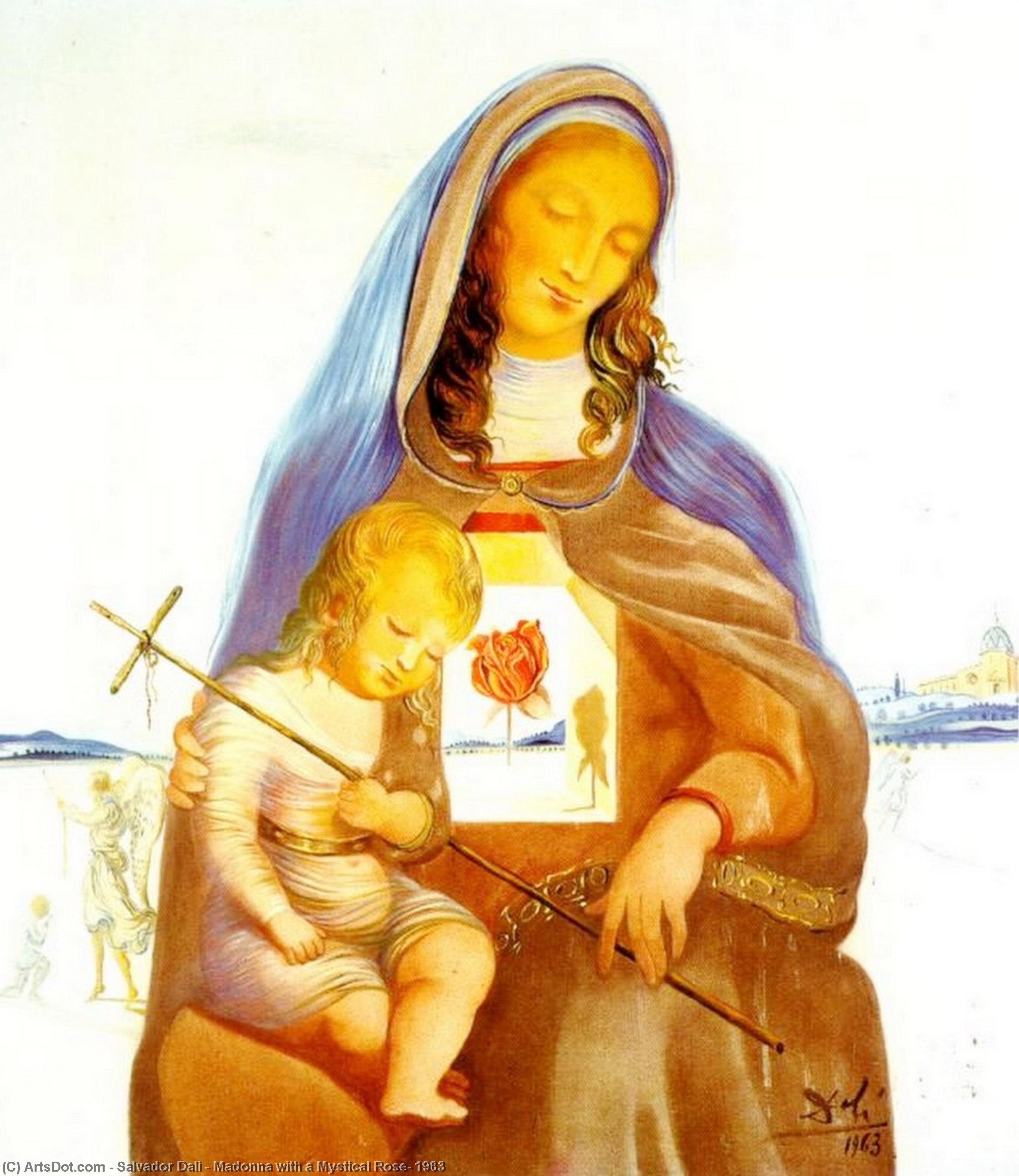 Wikoo.org - موسوعة الفنون الجميلة - اللوحة، العمل الفني Salvador Dali - Madonna with a Mystical Rose, 1963