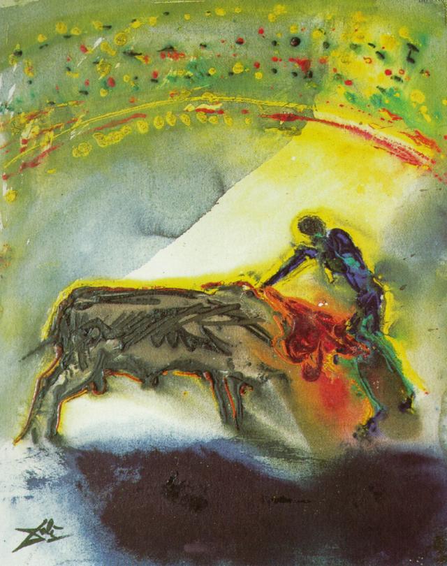 Wikioo.org - The Encyclopedia of Fine Arts - Painting, Artwork by Salvador Dali - Tauromachia I - The Torero, the Kill (third and final round of the bullfight), 1968