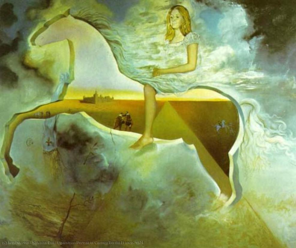 Wikioo.org – L'Enciclopedia delle Belle Arti - Pittura, Opere di Salvador Dali - Ritratto equestre di Carmen Bordiu-Franco 1974