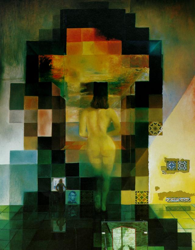 Wikioo.org - The Encyclopedia of Fine Arts - Painting, Artwork by Salvador Dali - Gala Contemplating the Mediterranean Sea Which at Twenty Meters Becomes the Portrait of Abraham Lincoln - Homage to Rothko (first version), circa 1974-75