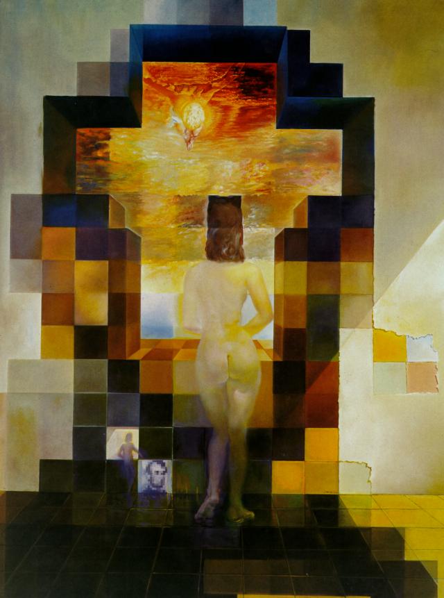 Wikioo.org - The Encyclopedia of Fine Arts - Painting, Artwork by Salvador Dali - Gala Contemplating the Mediterranean Sea Which at Twenty Meters Becomes the Portrait of Abraham Lincoln - Homage to Rothko (second version), 1976