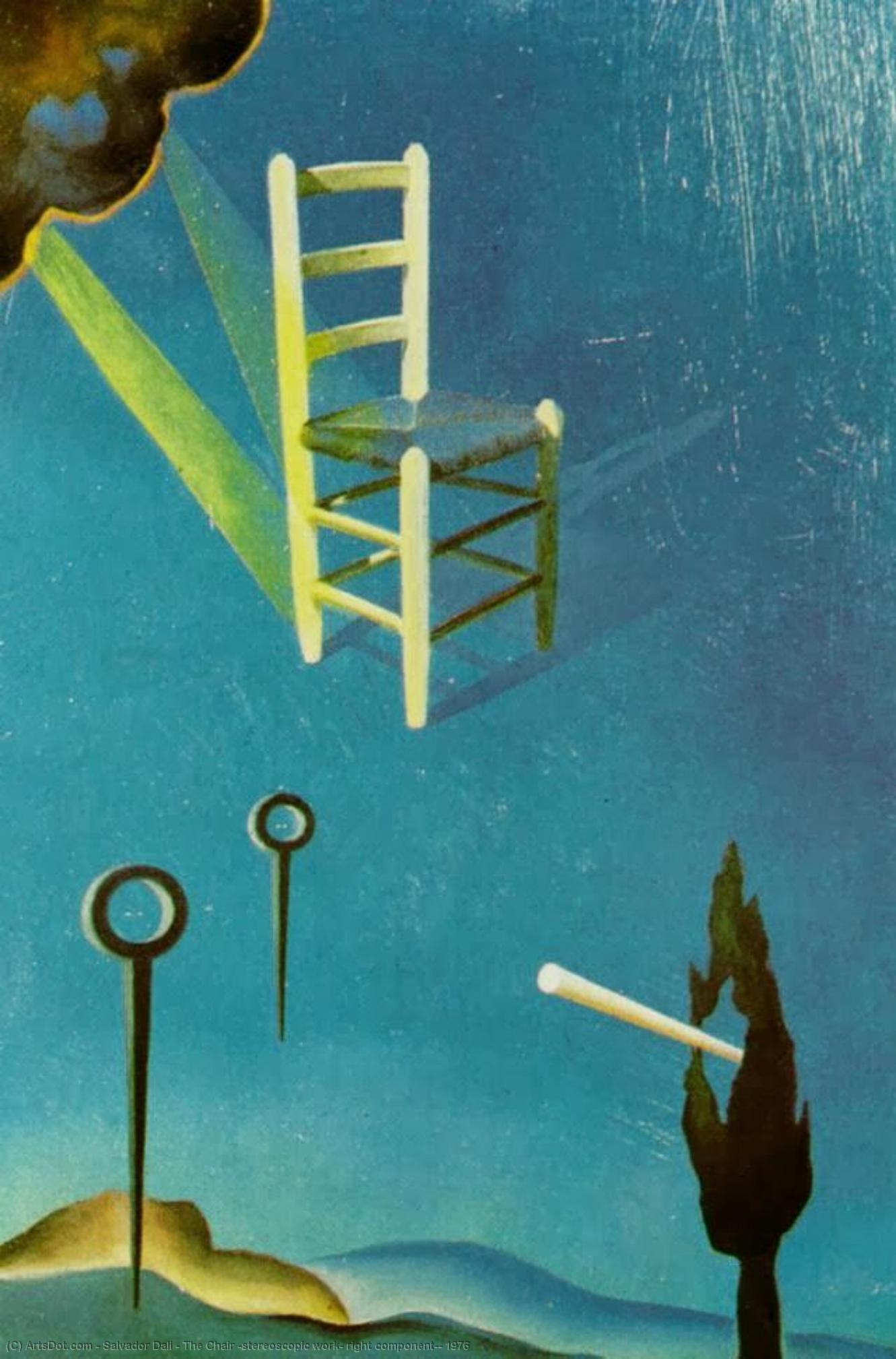 Wikoo.org - موسوعة الفنون الجميلة - اللوحة، العمل الفني Salvador Dali - The Chair (stereoscopic work, right component), 1976