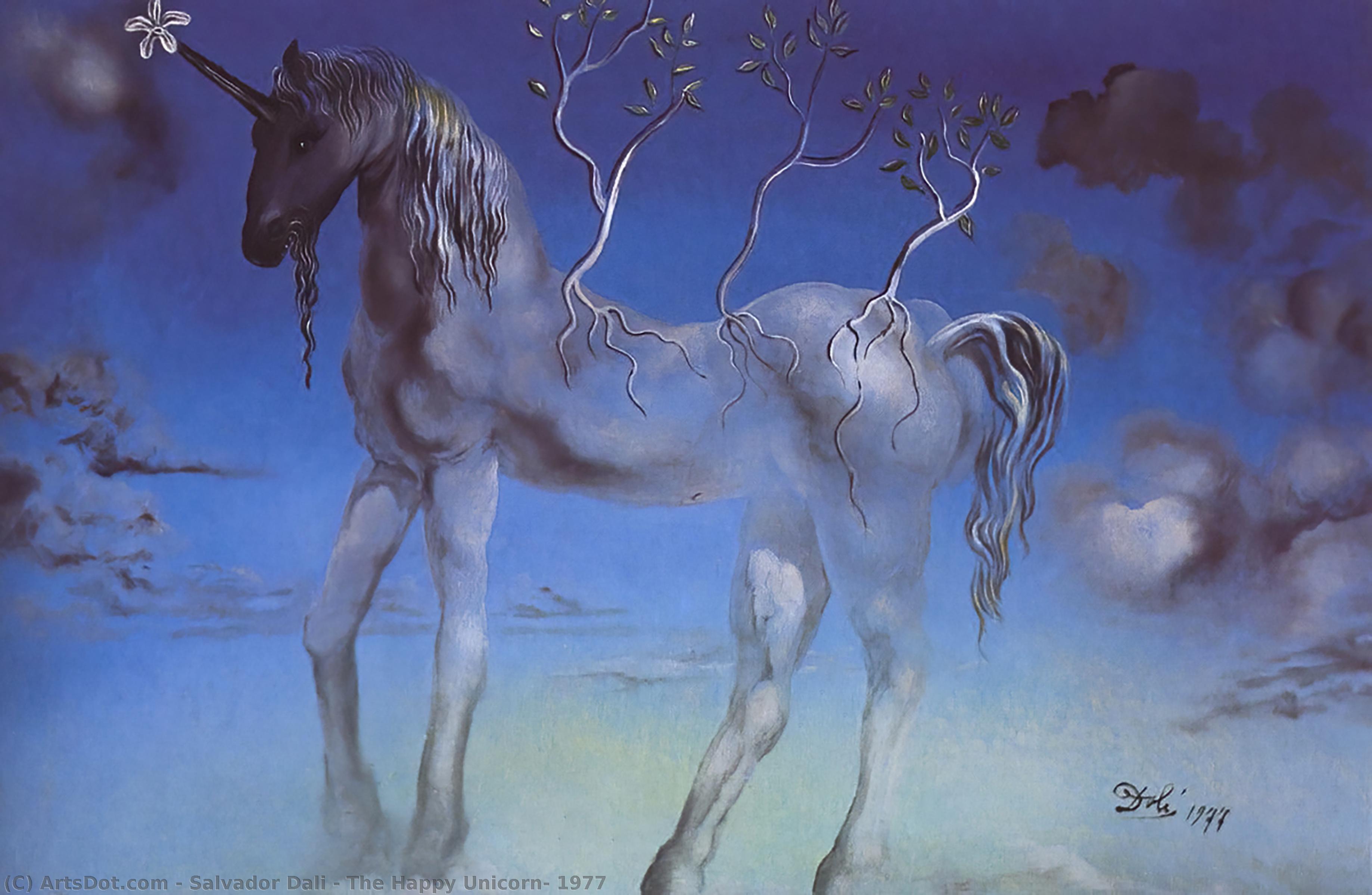 Wikioo.org - The Encyclopedia of Fine Arts - Painting, Artwork by Salvador Dali - The Happy Unicorn, 1977