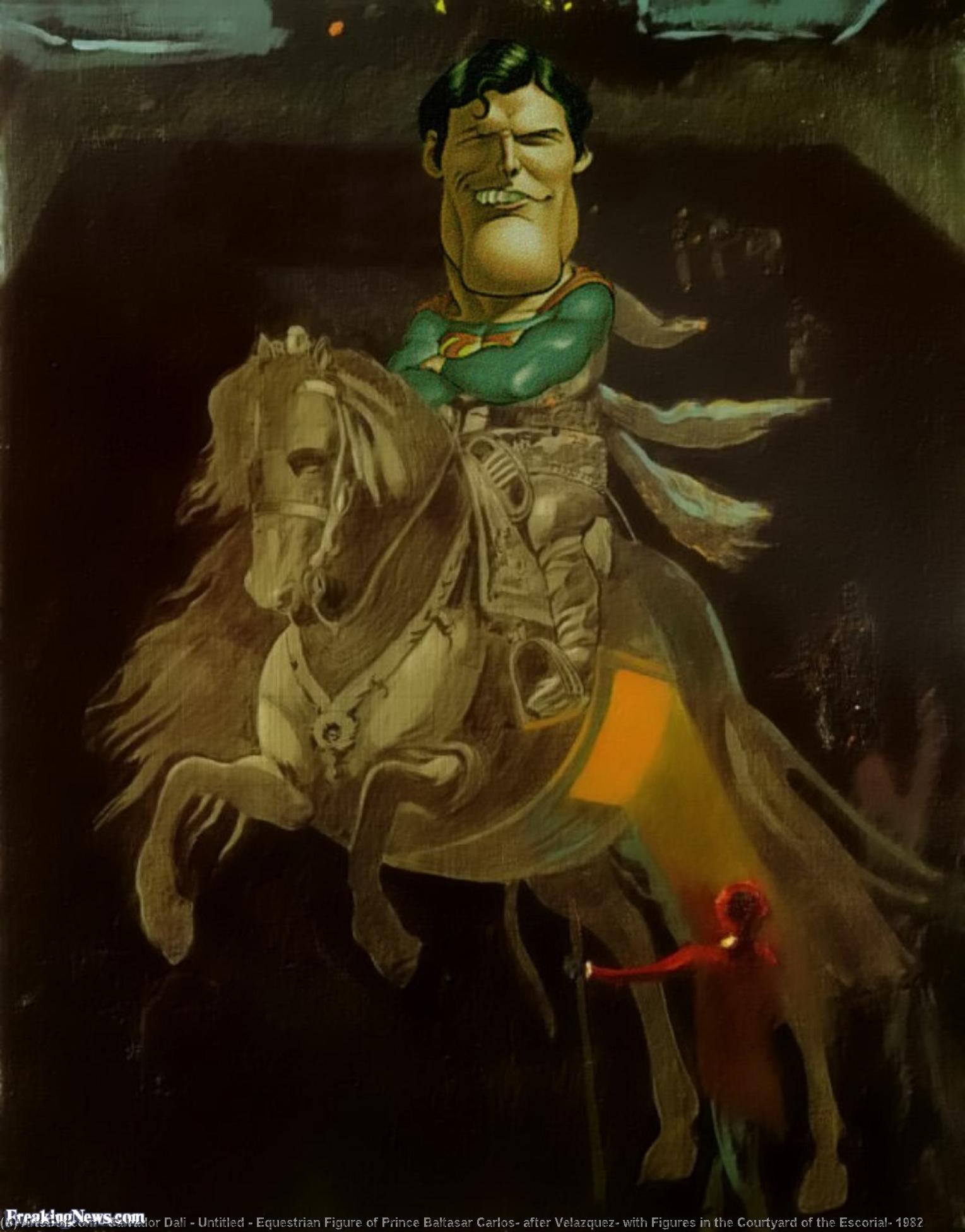 WikiOO.org - Енциклопедия за изящни изкуства - Живопис, Произведения на изкуството Salvador Dali - Untitled - Equestrian Figure of Prince Baltasar Carlos, after Velazquez, with Figures in the Courtyard of the Escorial, 1982