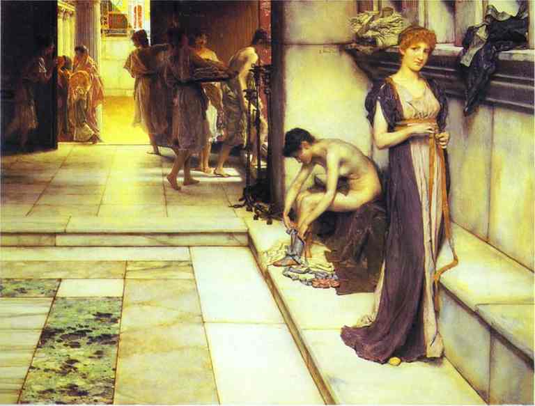 Wikioo.org – La Enciclopedia de las Bellas Artes - Pintura, Obras de arte de Lawrence Alma-Tadema - Un Apodyterium