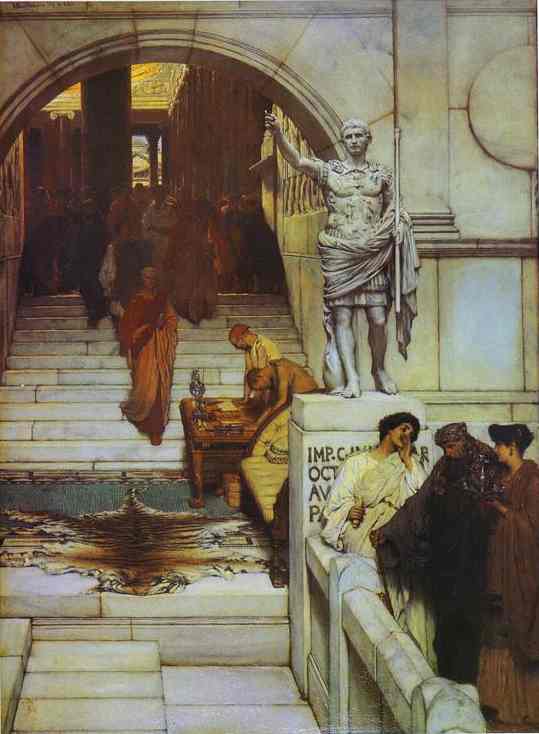 Wikioo.org - สารานุกรมวิจิตรศิลป์ - จิตรกรรม Lawrence Alma-Tadema - An Audience at Agrippa's
