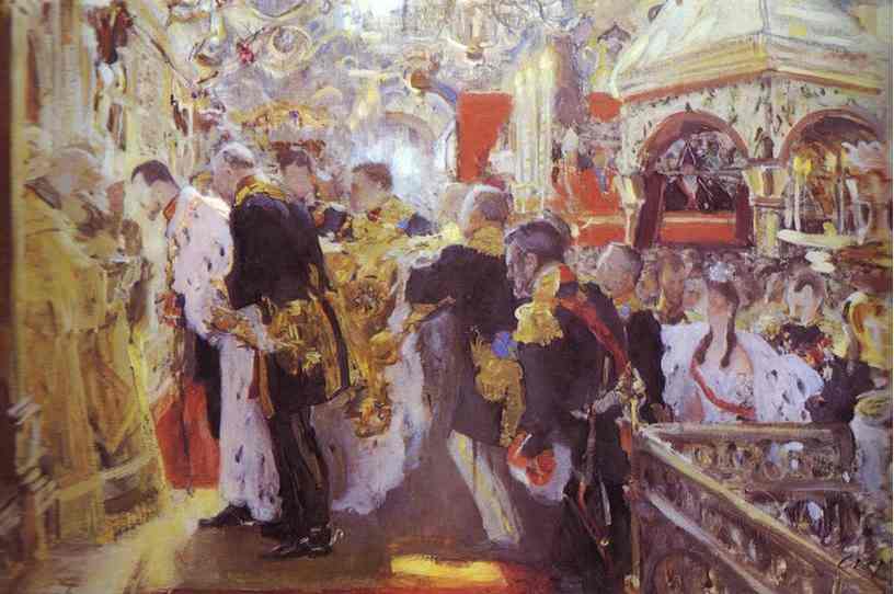 WikiOO.org - Encyclopedia of Fine Arts - Maalaus, taideteos Valentin Alexandrovich Serov - Coronation of the Emperor Nicholas II in The Uspensky Cathedral