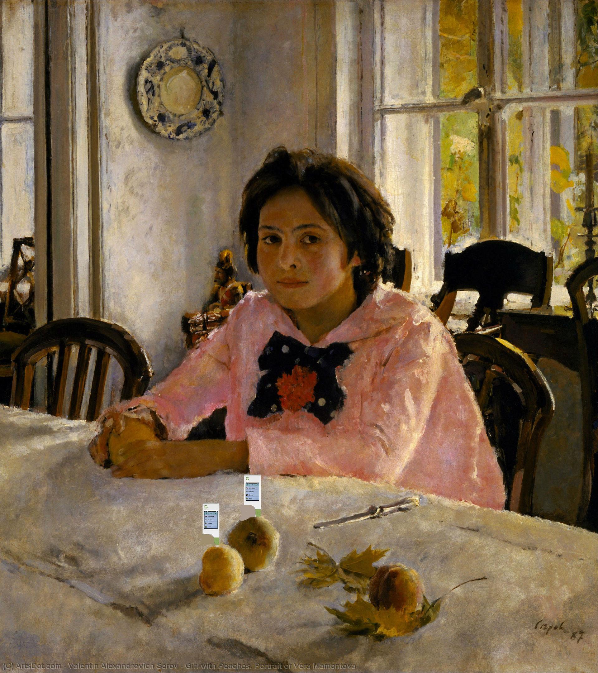 Wikioo.org - Encyklopedia Sztuk Pięknych - Malarstwo, Grafika Valentin Alexandrovich Serov - Girl with Peaches. Portrait of Vera Mamontova