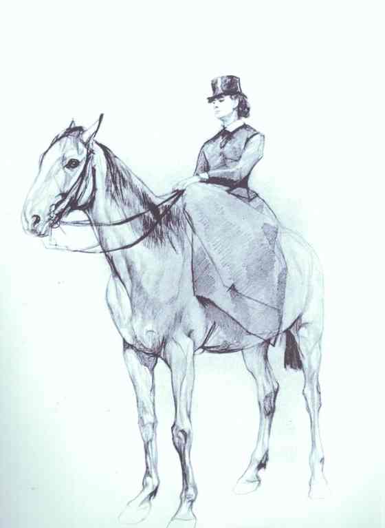 Wikioo.org - The Encyclopedia of Fine Arts - Painting, Artwork by Valentin Alexandrovich Serov - Maria Mamontova Riding a Horse