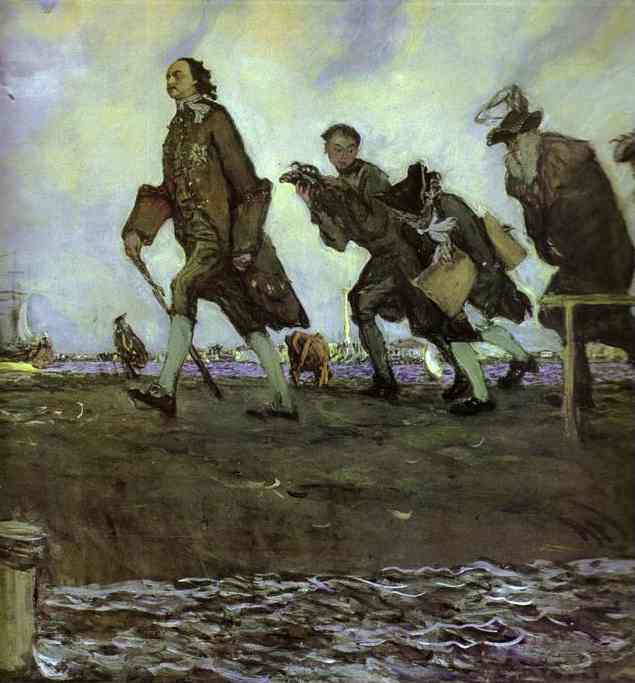 Wikioo.org - Bách khoa toàn thư về mỹ thuật - Vẽ tranh, Tác phẩm nghệ thuật Valentin Alexandrovich Serov - Peter the Great. Detail
