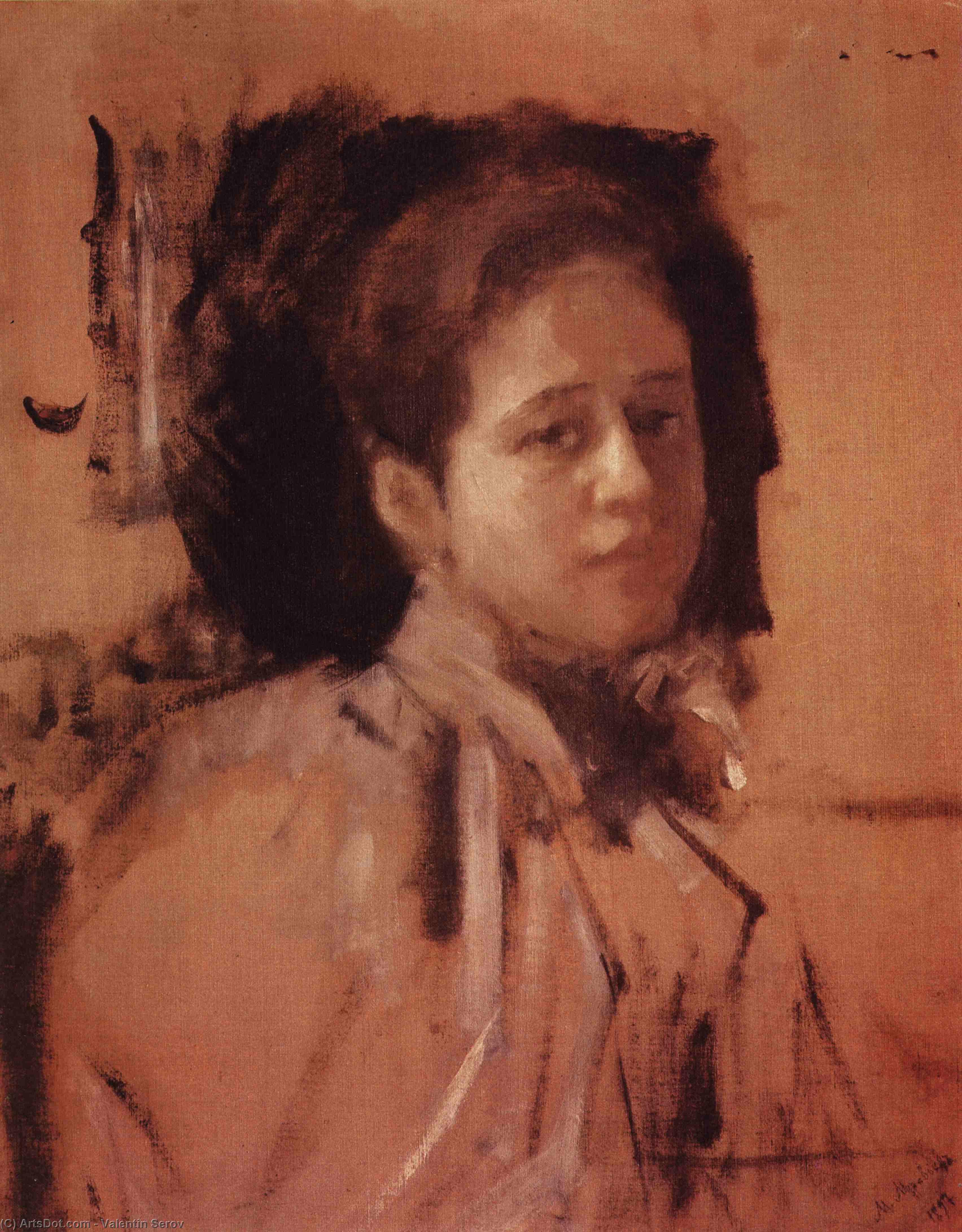 Wikioo.org - The Encyclopedia of Fine Arts - Painting, Artwork by Valentin Alexandrovich Serov - Portrait of Liudmila Mamontova