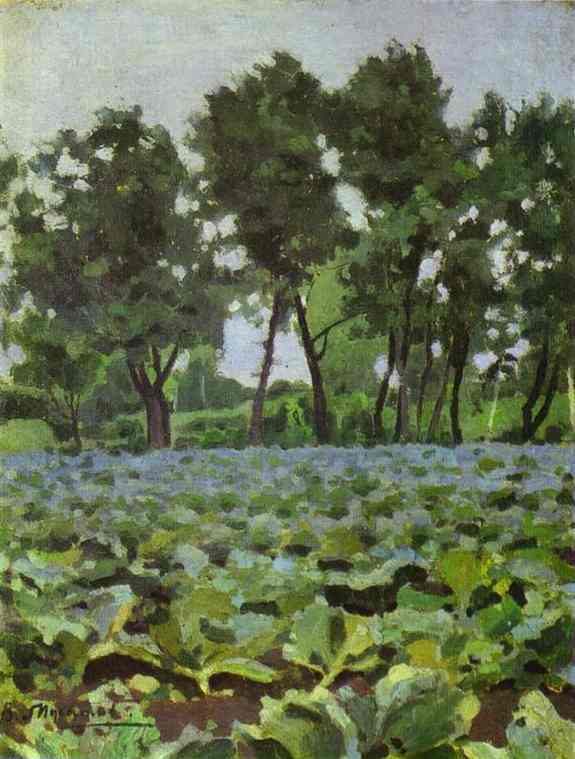 WikiOO.org - Encyclopedia of Fine Arts - Lukisan, Artwork Viktor Elpidiforovich Borisov Musatov - Cabbage Field with Willows