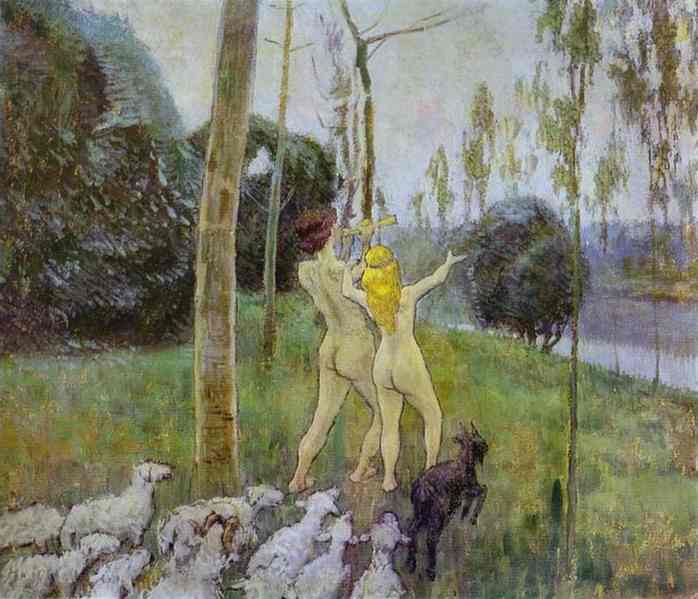 WikiOO.org - Encyclopedia of Fine Arts - Maleri, Artwork Viktor Elpidiforovich Borisov Musatov - Daphnis and Chloe