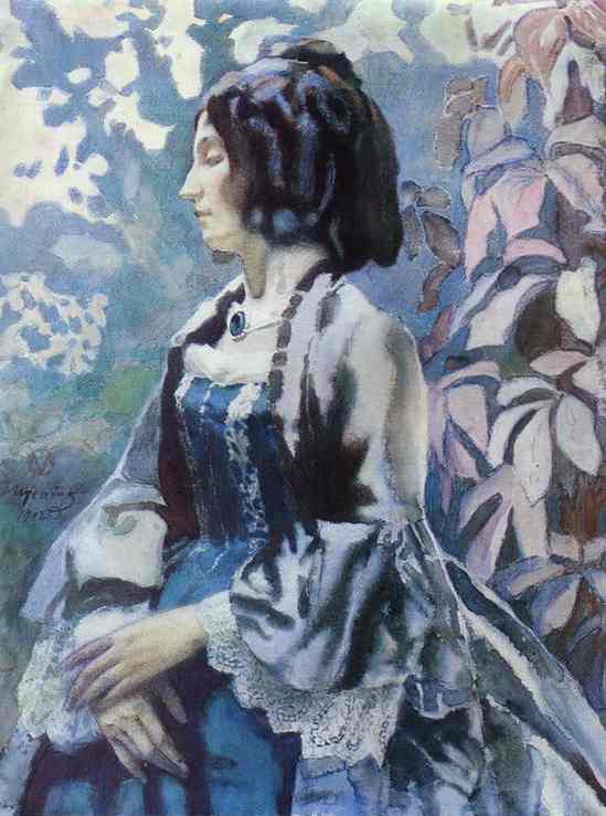 Wikoo.org - موسوعة الفنون الجميلة - اللوحة، العمل الفني Viktor Elpidiforovich Borisov Musatov - Lady in Blue