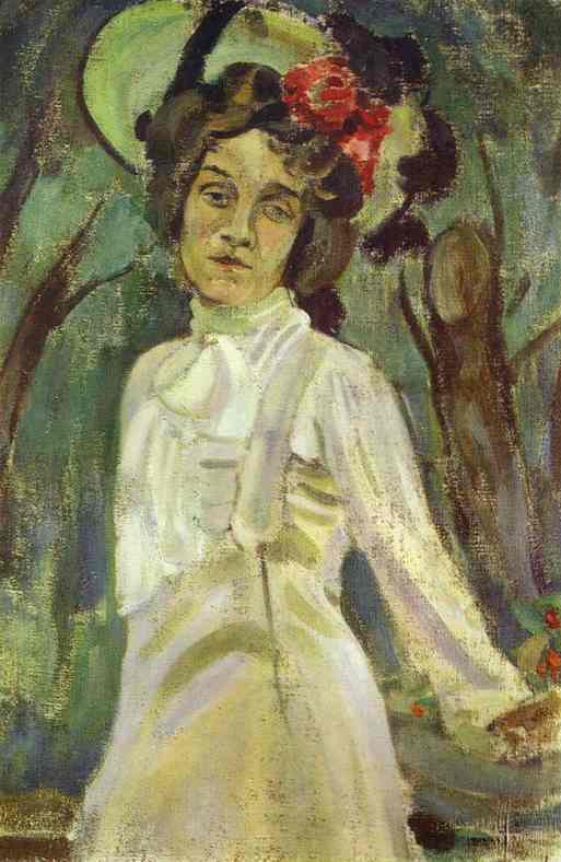 WikiOO.org - Encyclopedia of Fine Arts - Maľba, Artwork Viktor Elpidiforovich Borisov Musatov - Portrait of Nadezhda Staniukovich