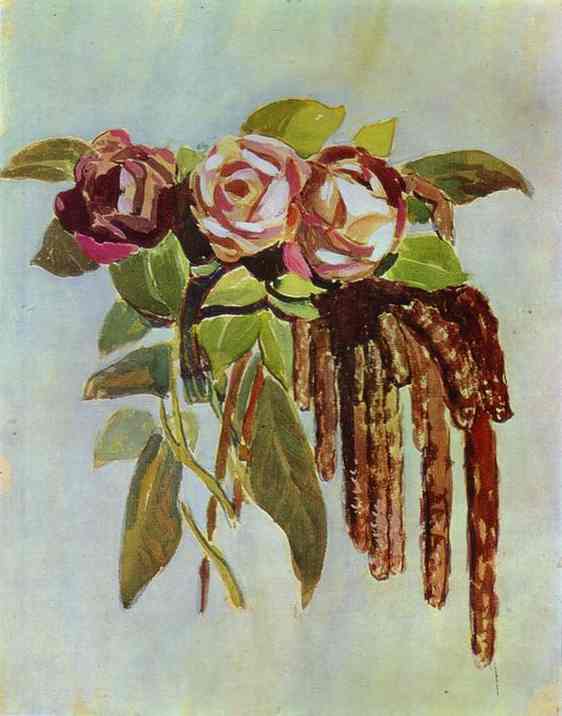 WikiOO.org - Encyclopedia of Fine Arts - Maalaus, taideteos Viktor Elpidiforovich Borisov Musatov - Roses and Catkins