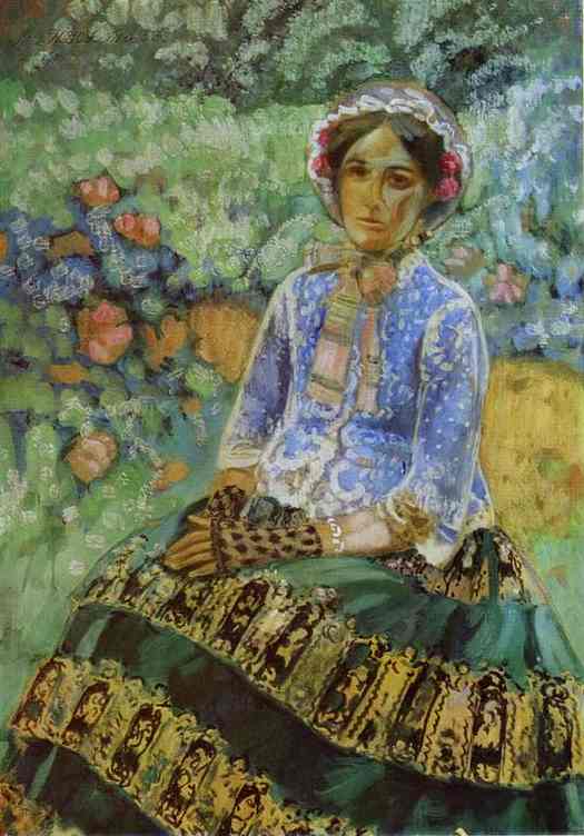 Wikioo.org - The Encyclopedia of Fine Arts - Painting, Artwork by Viktor Elpidiforovich Borisov Musatov - Woman in Blue