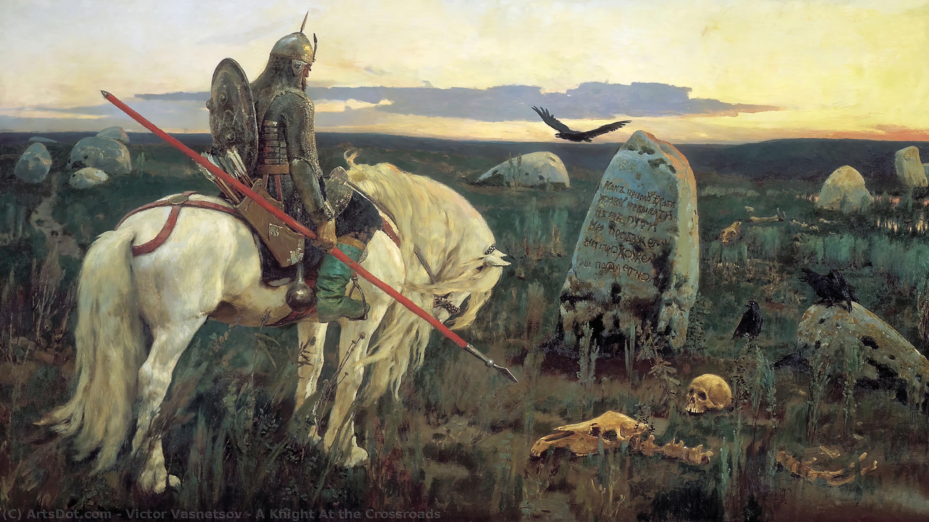 Wikioo.org - Bách khoa toàn thư về mỹ thuật - Vẽ tranh, Tác phẩm nghệ thuật Victor Vasnetsov - A Knight At the Crossroads