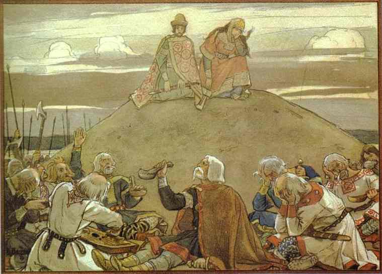 Wikioo.org - The Encyclopedia of Fine Arts - Painting, Artwork by Victor Vasnetsov - Funeral Feast for Oleg