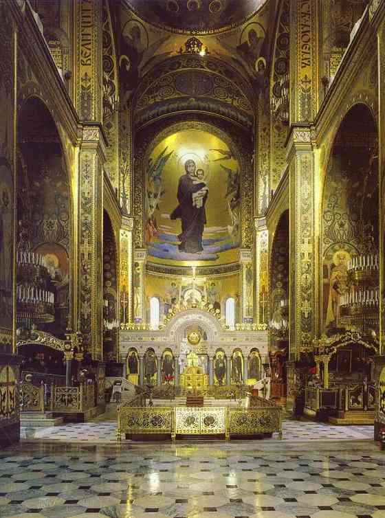 Wikioo.org - The Encyclopedia of Fine Arts - Painting, Artwork by Victor Vasnetsov - Interior of the Cathedral of St. Vladimir, Kiev, View of the apse